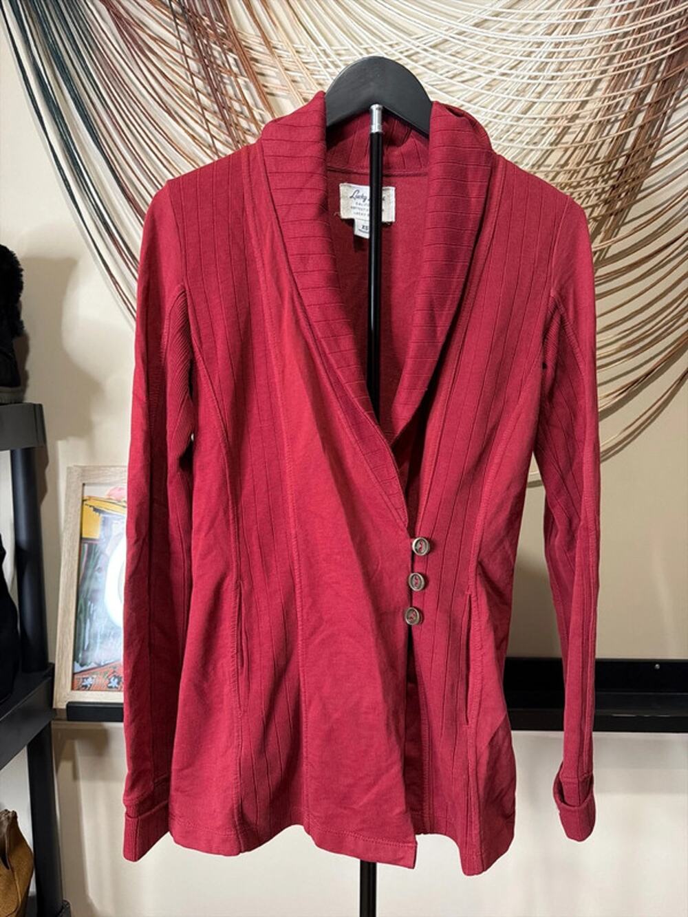 Lucky lotus shawl neck 100% cotton cardigan XS 2368